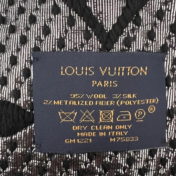 Authentic LOUIS VUITTON Logomania Scarf Black/Silver - Picture 3 of 3